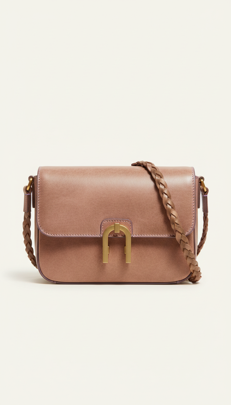 Textured leather crossbody bag