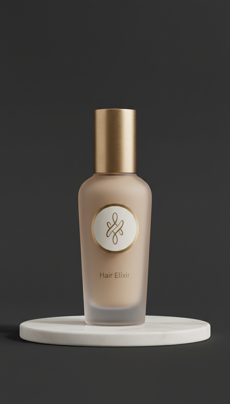 Luxe ritual hair oil with subtle metallic accents