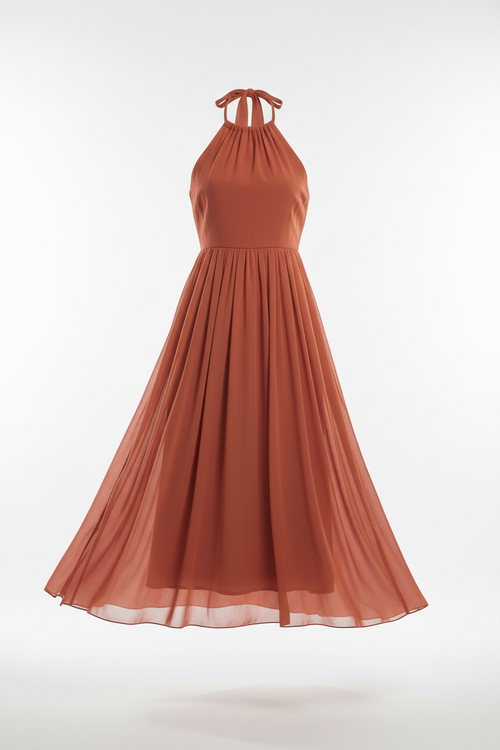 Elegant summer dress coral halter